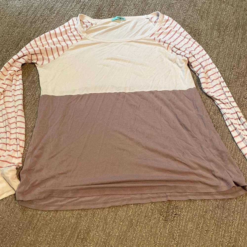 P.S. Kate long sleeve rose stripped colored long sleeve shirt